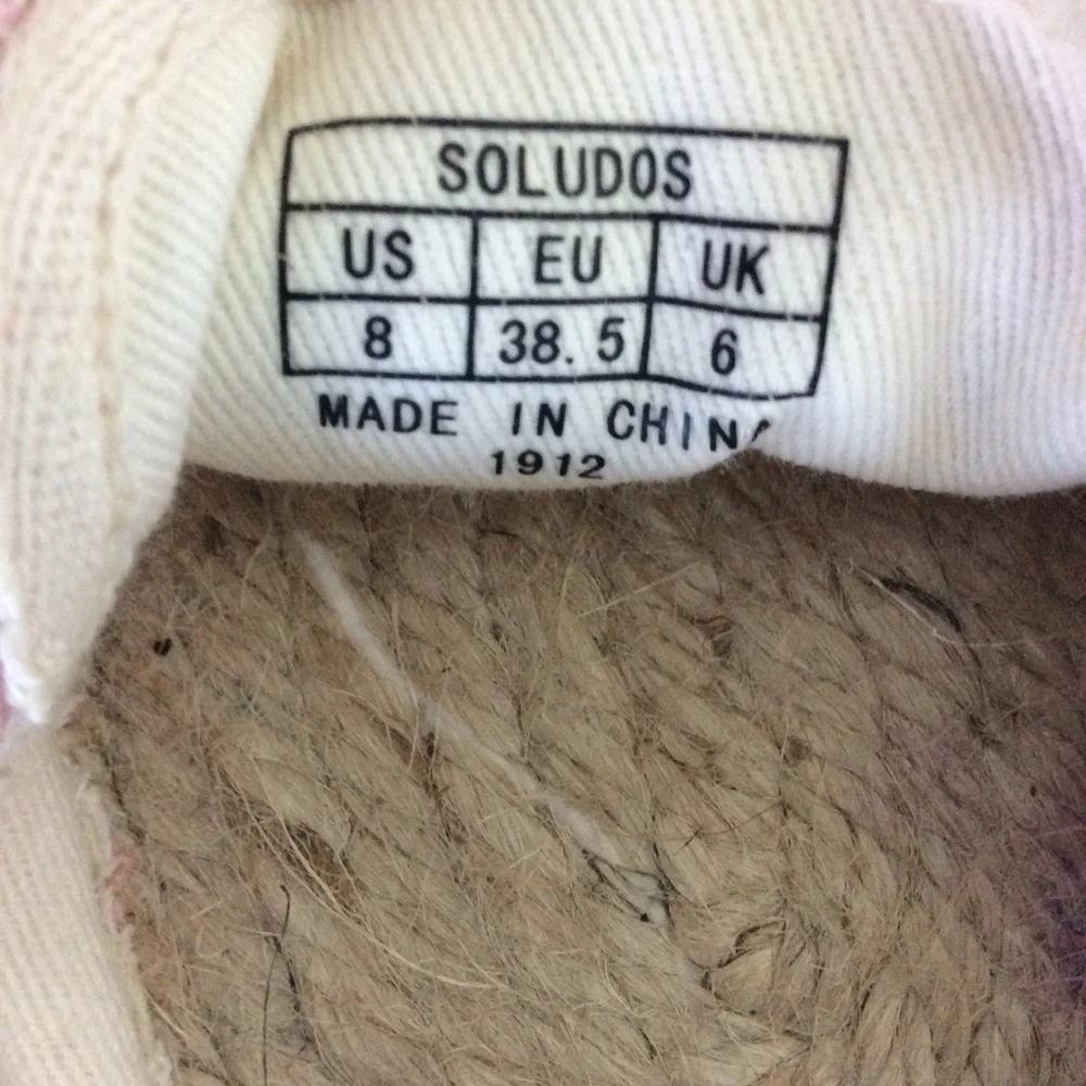 Soludos Walk This Way Espadrille Shoes Womens 8 Pink Slip On Graphic Text Wander